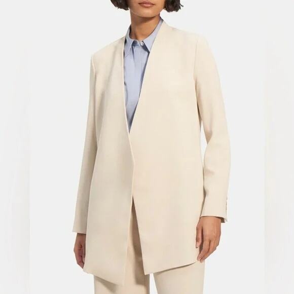Theory Jackets & Blazers - Theory Winola Cream Color Tailored Oversized Luxury Silhouette Blazer Size 8